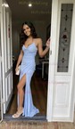 Sheath/Column Cowl Neck Glitter Prom Dresses With Ruched