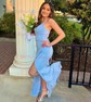 Sheath/Column Cowl Neck Glitter Prom Dresses With Ruched