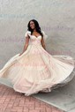 Ball Gown Sweetheart Tulle Ruffle Prom Dresses With Ruched