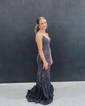 Black Mermaid V-neck Jersey Beaded Prom Dresses