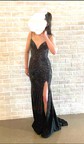 Black Mermaid V-neck Jersey Beaded Prom Dresses