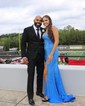 Black Mermaid V-neck Jersey Beaded Prom Dresses