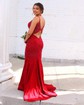 Mermaid V-neck Jersey Cut Out Beaded Prom Dresses