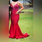 Mermaid V-neck Jersey Cut Out Beaded Prom Dresses
