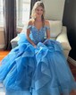 Princess Off-the-shoulder Tulle Ruffle Prom Dresses With Appliques