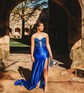 Mermaid Strapless Satin Cut Out Prom Dresses With Appliques