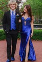 Mermaid Strapless Satin Cut Out Prom Dresses With Appliques