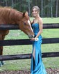 Mermaid Strapless Satin Cut Out Prom Dresses With Appliques
