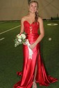 Mermaid Strapless Satin Cut Out Prom Dresses With Appliques