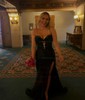 Mermaid Strapless Satin Cut Out Prom Dresses With Appliques