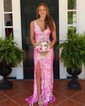 Mermaid V-neck Backless Sparkly Sequin Prom Dresses