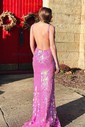 Mermaid V-neck Backless Sparkly Sequin Prom Dresses