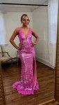 Mermaid V-neck Backless Sparkly Sequin Prom Dresses
