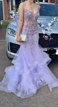 Mermaid V-neck Tulle Ruffle Prom Dresses With Appliques