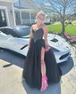 Ball Gown Strapless Tulle Corset Prom Dresses With Ruched