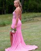 Sheath/Column V-neck Sparkly Sequin Prom Dresses With Beading