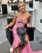 Sheath/Column V-neck Sparkly Sequin Prom Dresses With Beading
