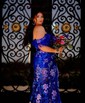 Sheath/Column Off-the-shoulder Sparkly Sequin Prom Dresses With Feather