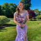 Sheath/Column Off-the-shoulder Tulle Lace 3D Floral Prom Dresses