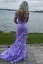Sheath/Column Off-the-shoulder Tulle Lace 3D Floral Prom Dresses