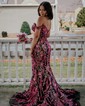 Sheath/Column Off-the-shoulder Sparkly Sequin Prom Dresses