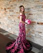 Sheath/Column Off-the-shoulder Sparkly Sequin Prom Dresses