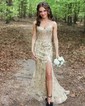 Sheath/Column Off-the-shoulder Sparkly Sequin Prom Dresses