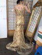Sheath/Column Off-the-shoulder Sparkly Sequin Prom Dresses