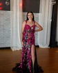 Sheath/Column Off-the-shoulder Sparkly Sequin Prom Dresses