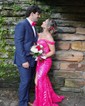 Sheath/Column Off-the-shoulder Sparkly Sequin Prom Dresses