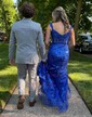 Sheath/Column Off-the-shoulder Sparkly Sequin Prom Dresses