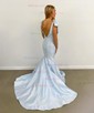 Mermaid V-neck Satin Beaded Prom Dresses With Bow
