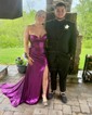 Sheath/Column Strapless Metallic Prom Dresses With Ruched