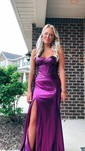 Sheath/Column Strapless Metallic Prom Dresses With Ruched