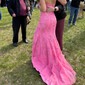Sheath/Column Strapless Lace Tulle Corset Prom Dresses With Appliques