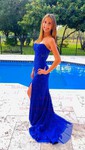 Sheath/Column Strapless Lace Tulle Corset Prom Dresses With Appliques