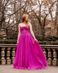 A-line Strapless Chiffon Corset Prom Dresses With Appliques