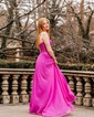 A-line Strapless Chiffon Corset Prom Dresses With Appliques