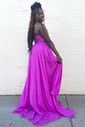 A-line Strapless Chiffon Corset Prom Dresses With Appliques