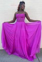 A-line Strapless Chiffon Corset Prom Dresses With Appliques
