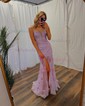 Sheath/Column V-neck Tulle Corset Prom Dresses With Appliques