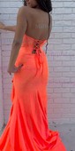 Sheath/Column Strapless Satin Corset Beaded Prom Dresses