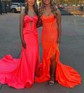 Sheath/Column Strapless Satin Corset Beaded Prom Dresses