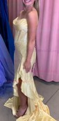 Sheath/Column Strapless Satin Corset Beaded Prom Dresses