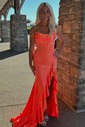 Sheath/Column Strapless Satin Corset Beaded Prom Dresses