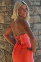 Sheath/Column Strapless Satin Corset Beaded Prom Dresses