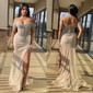 Sheath/Column Off-the-shoulder Beaded Sequin Prom Dresses With Fringe