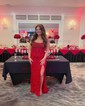 Sheath/Column Scoop Neck Sparkly Sequin Prom Dresses With Beading