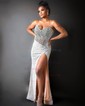 Sheath/Column V-neck Sparkly Sequin Prom Dresses With Beading