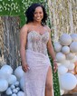 Sheath/Column V-neck Sparkly Sequin Prom Dresses With Beading